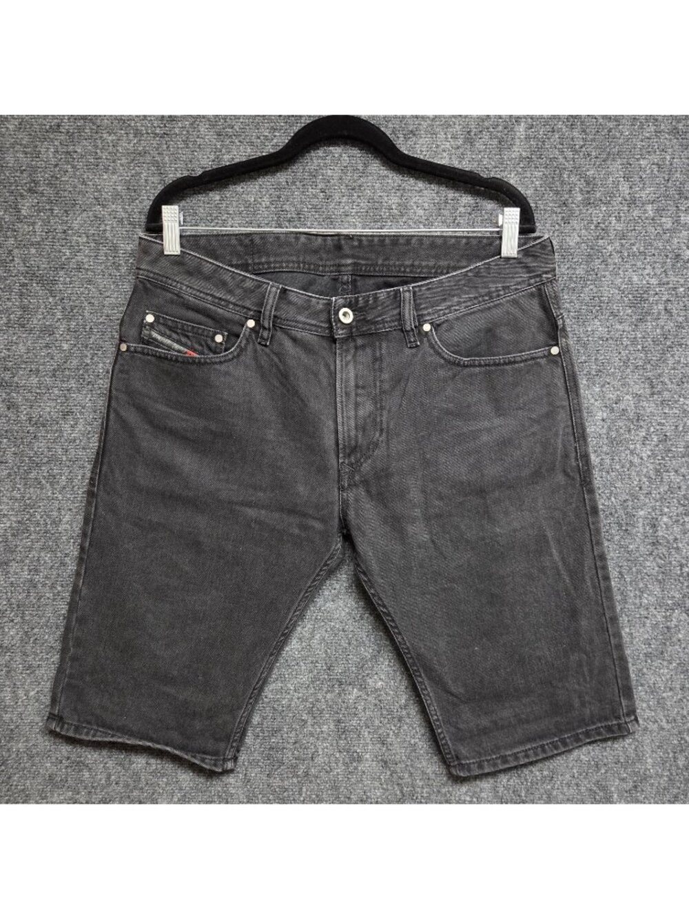 Diesel Denim Shorts Mens 33 Charcoal Black Dark Wash Cotton Bermuda Preppy